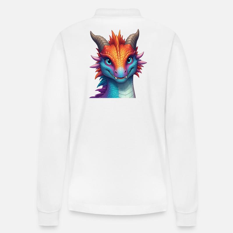 Lebendiger Arkaner Drache - Stanley/Stella Unisex Bio-Langarm-Poloshirt Prepster - Weiß