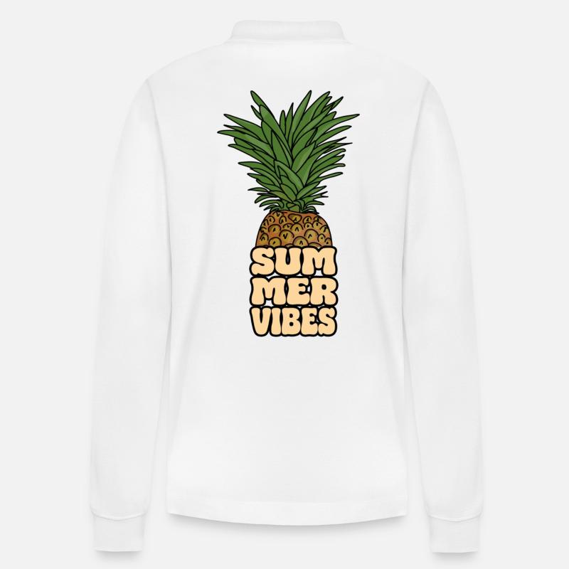 Ananas - Summervibes - Stanley/Stella Unisex Bio-Langarm-Poloshirt Prepster - Weiß
