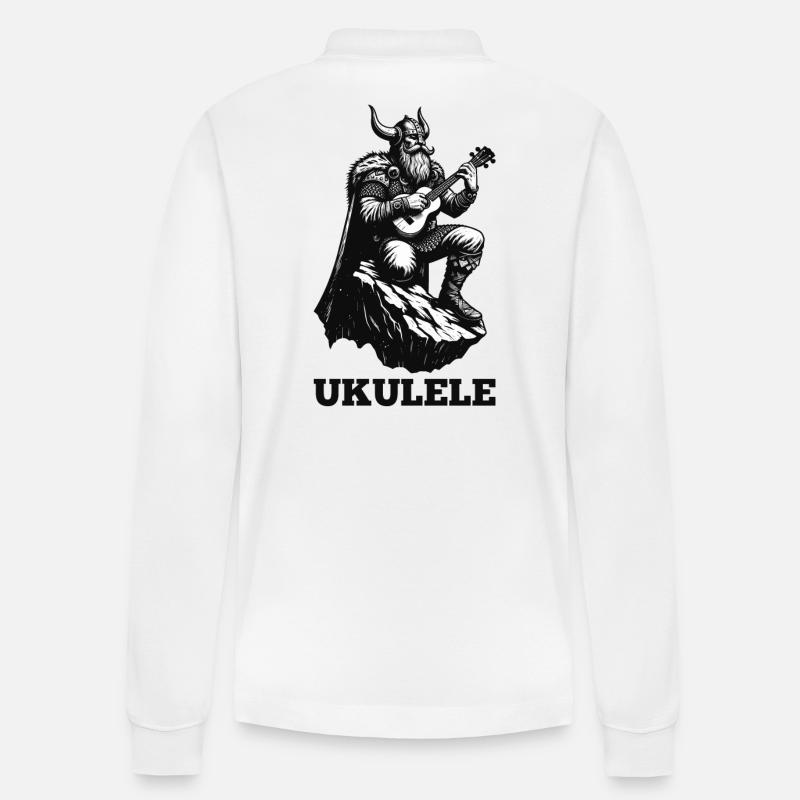 Ukulele Wikinger Musik Geschenk - Stanley/Stella Unisex Bio-Langarm-Poloshirt Prepster - Weiß