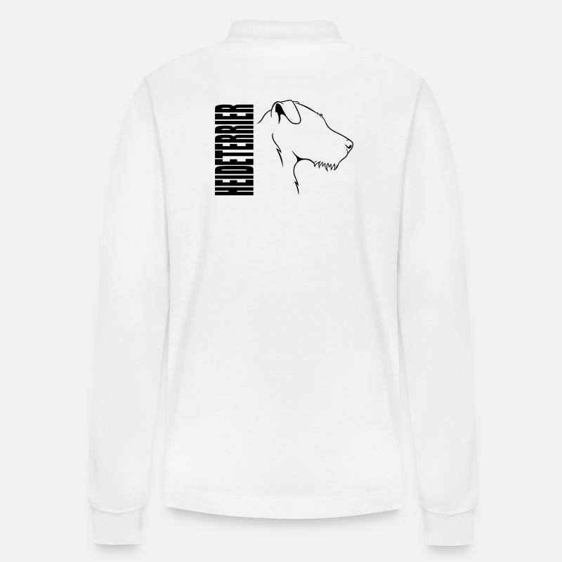 Heideterrier Profil Hunde Jagdhunde Wilsigns - Stanley/Stella Unisex Bio-Langarm-Poloshirt Prepster - Weiß
