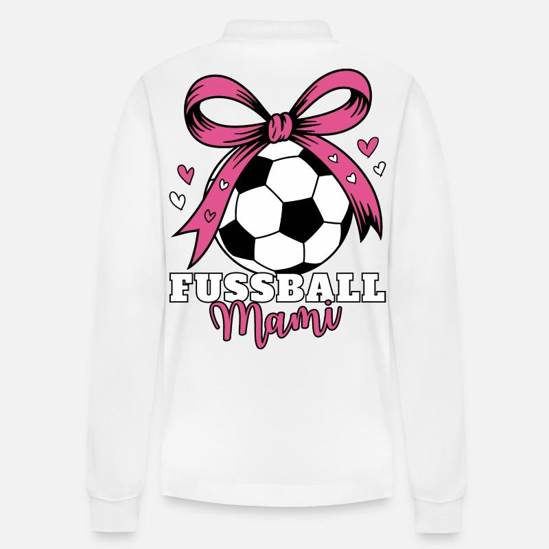 Fußball Mami Pink Schleife - Stanley/Stella Unisex Bio-Langarm-Poloshirt Prepster - Weiß