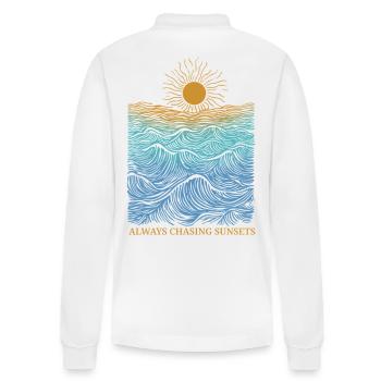 Always chasing sunsets - Stanley/Stella Organic Unisex Long-Sleeved Polo Shirt Prepster - white - Back - Anna (173cm)