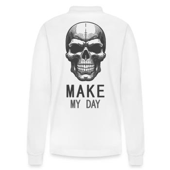 Schädel Motiv MakeDay - Stanley/Stella Unisex Bio-Langarm-Poloshirt Prepster - Weiß - Hinten - Anna (173cm)