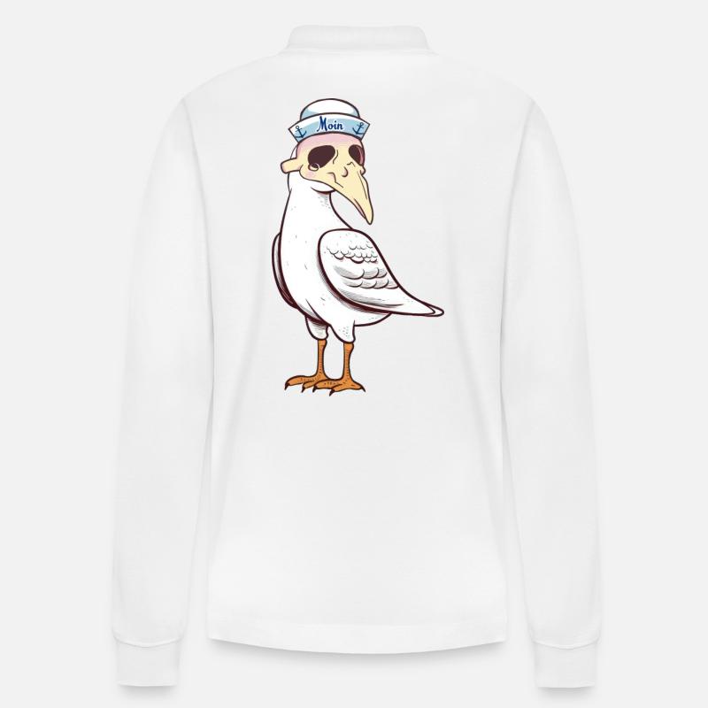 maritim Halloween Möwe Möwen Matrose - Stanley/Stella Unisex Bio-Langarm-Poloshirt Prepster - Weiß