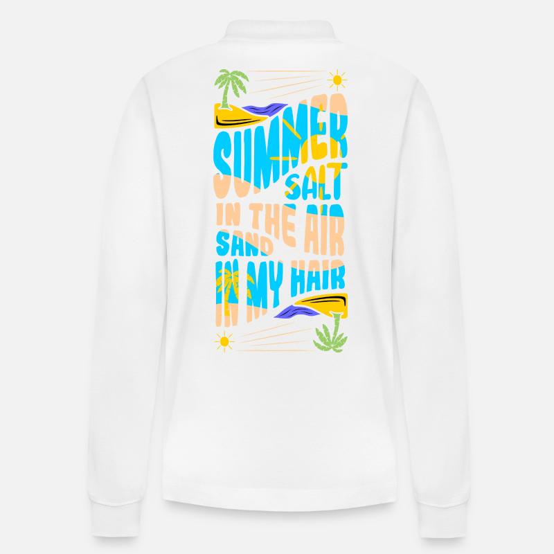 Sommerflair in der Luft - Stanley/Stella Unisex Bio-Langarm-Poloshirt Prepster - Weiß