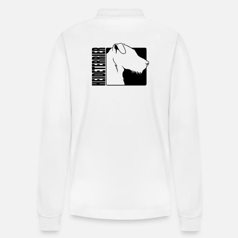 Heideterrier Profil Hunde Jagdhunde Wilsigns - Stanley/Stella Unisex Bio-Langarm-Poloshirt Prepster - Weiß