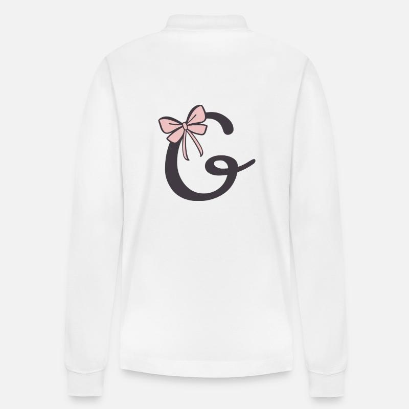 Anfangsbuchstabe G Schleifchen - Stanley/Stella Unisex Bio-Langarm-Poloshirt Prepster - Weiß