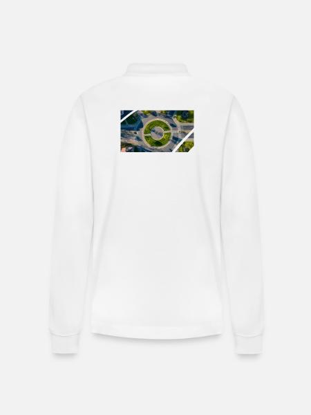 Luftbild Rundkreis Grün Akzente - Stanley/Stella Unisex Bio-Langarm-Poloshirt Prepster - Weiß