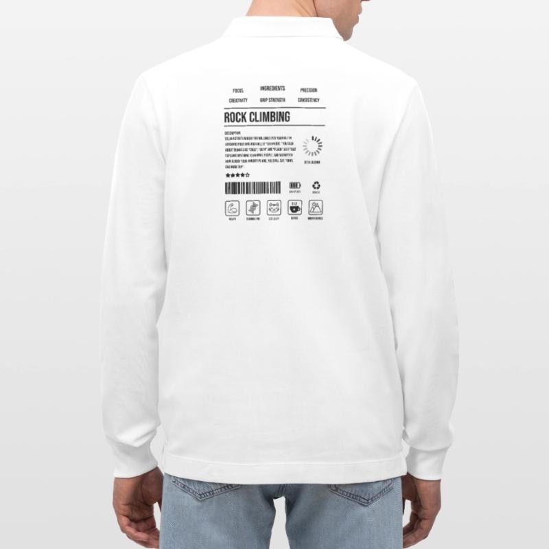 Rock Climbing Description Strength Indicator Icon Stanley/Stella Organic Unisex Long-Sleeved Polo Shirt Prepster