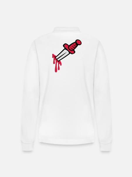 Knife in you back - Stanley/Stella Organic Unisex Long-Sleeved Polo Shirt Prepster - white
