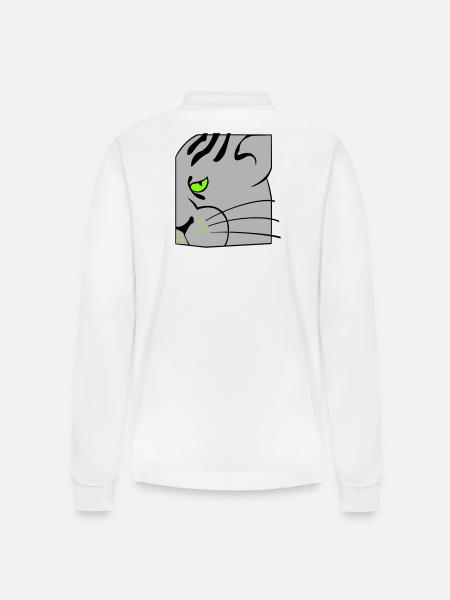 Cat - Stanley/Stella Organic Unisex Long-Sleeved Polo Shirt Prepster - white
