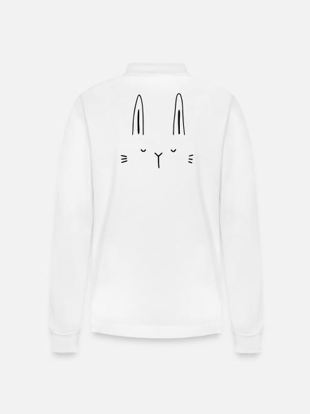 Hase Hasengesicht Gesicht Geschenkidee - Stanley/Stella Unisex Bio-Langarm-Poloshirt Prepster - Weiß