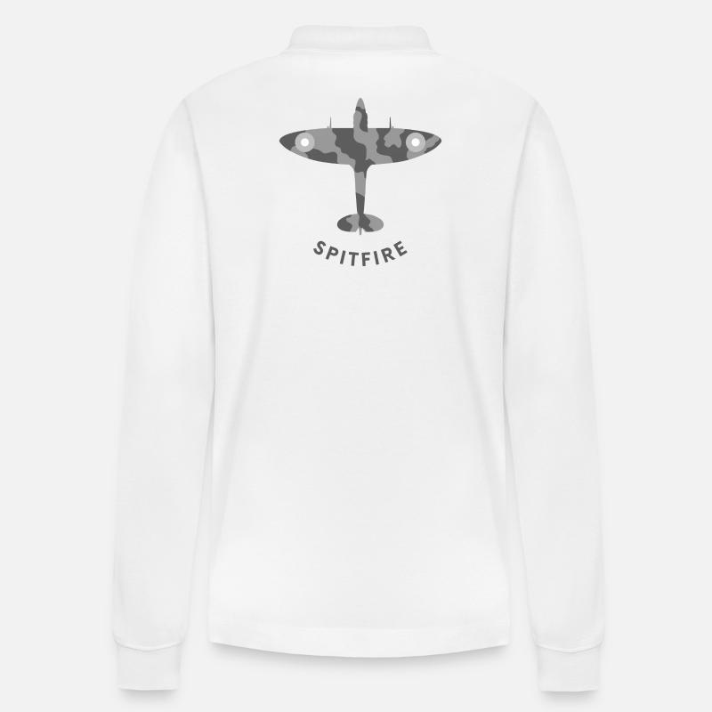 Spitfire-Jagdflugzeug - Stanley/Stella Unisex Bio-Langarm-Poloshirt Prepster - Weiß