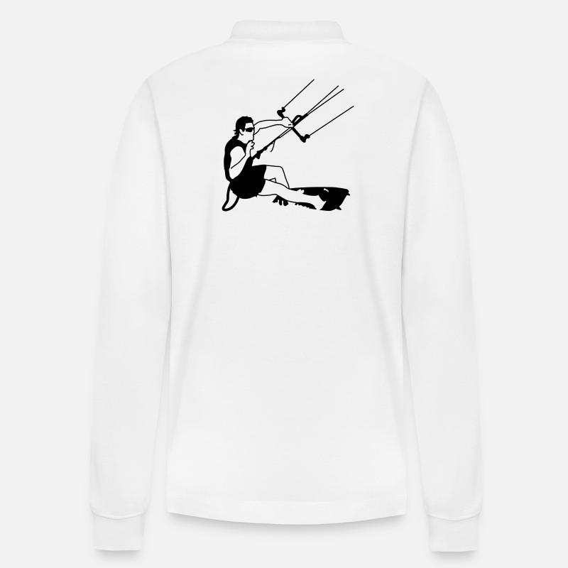 Kitesurfer - Stanley/Stella Unisex Bio-Langarm-Poloshirt Prepster - Weiß