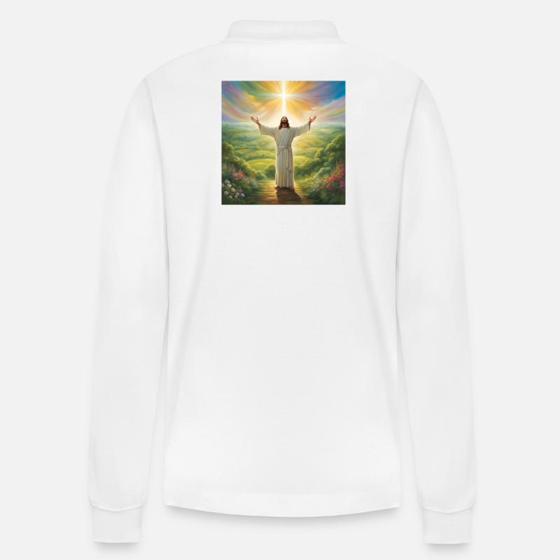 Jesus, katholischer Jesus Christus - Stanley/Stella Unisex Bio-Langarm-Poloshirt Prepster - Weiß