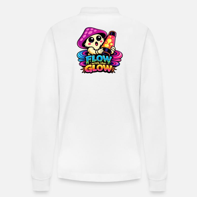 Pilz Lava Lampe Flow - Stanley/Stella Unisex Bio-Langarm-Poloshirt Prepster - Weiß