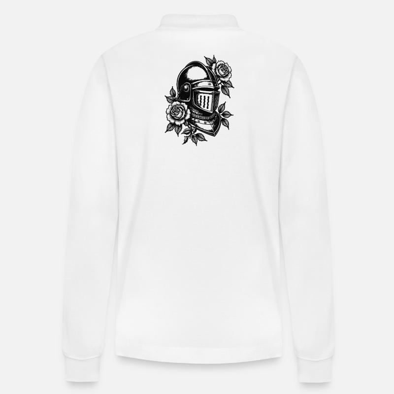 Rose Knight Helm - Stanley/Stella Unisex Bio-Langarm-Poloshirt Prepster - Weiß