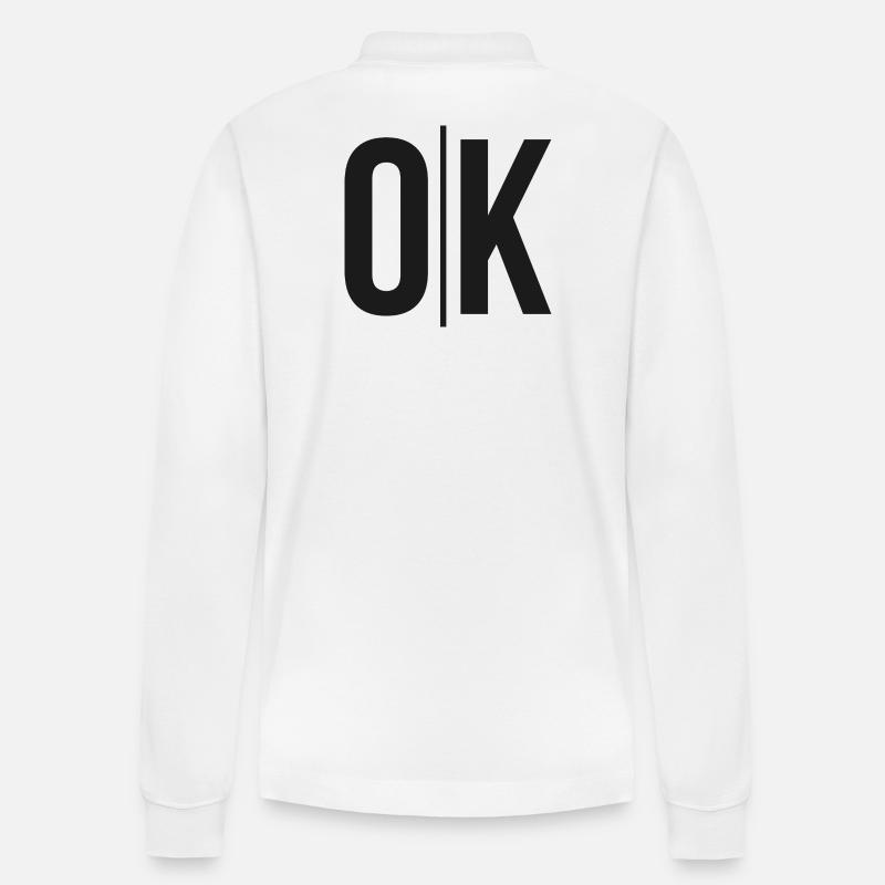 OK Split Monochrome Logo - Stanley/Stella Unisex Bio-Langarm-Poloshirt Prepster - Weiß