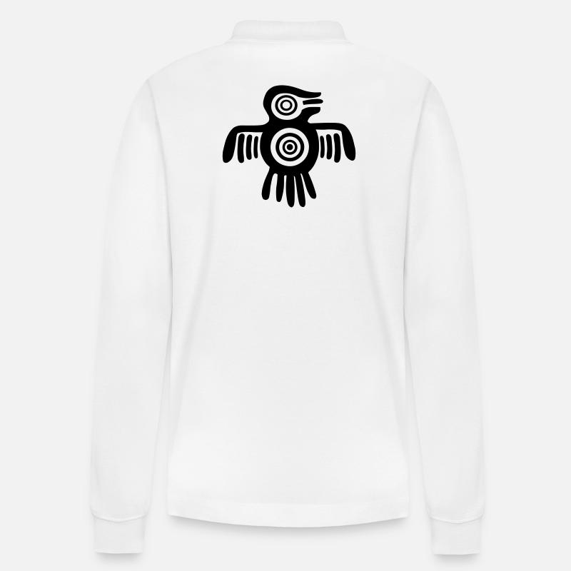 Aztec Vogel - Stanley/Stella Unisex Bio-Langarm-Poloshirt Prepster - Weiß
