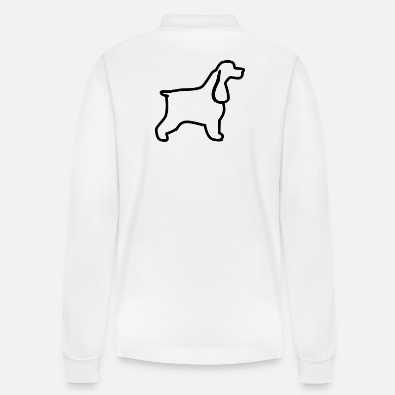 English Cocker Spaniel Umriss - Stanley/Stella Unisex Bio-Langarm-Poloshirt Prepster - Weiß
