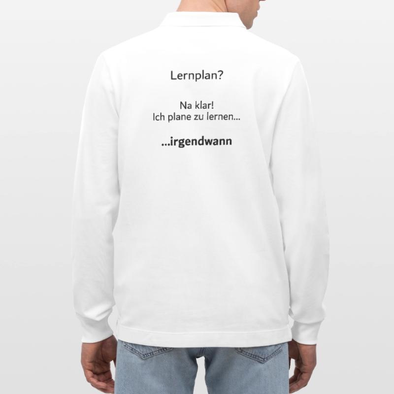 Unispruch "Lernplan?" Student Geschenk, Studenten Stanley/Stella Unisex Bio-Langarm-Poloshirt Prepster