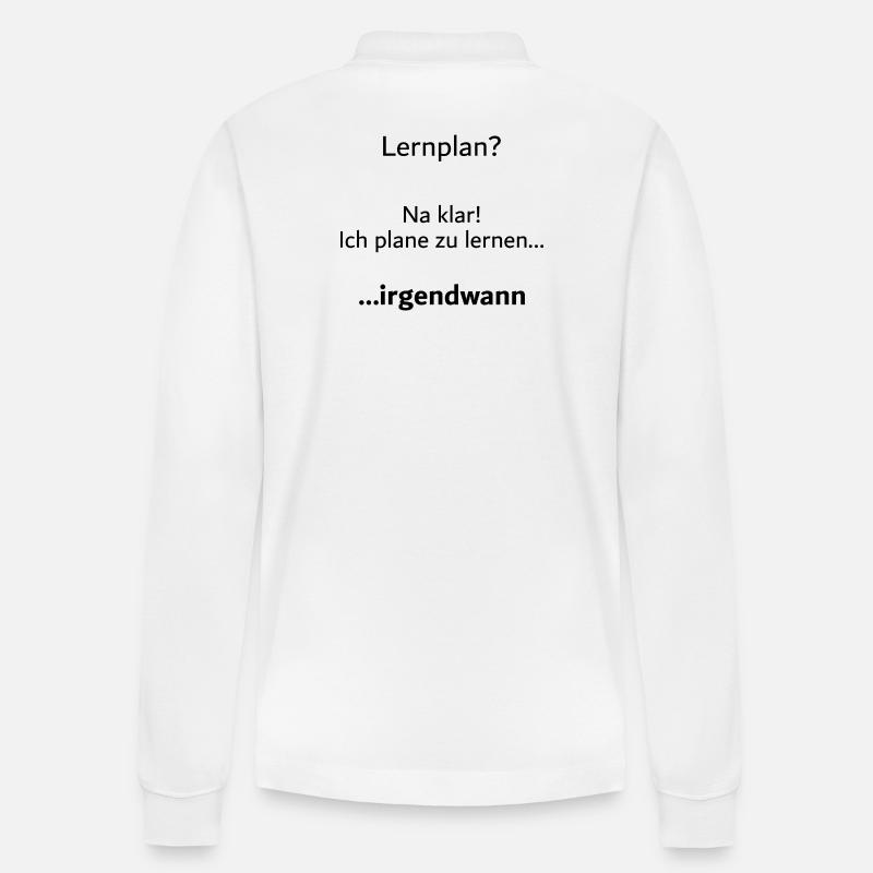 University saying "Learning plan?" Student Gift, Students - Stanley/Stella Organic Unisex Long-Sleeved Polo Shirt Prepster - white