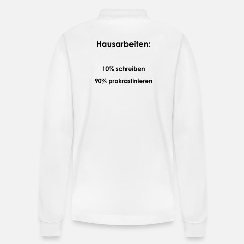 Unispruch "Hausarbeiten" Geschenk, Studenten - Stanley/Stella Unisex Bio-Langarm-Poloshirt Prepster - Weiß