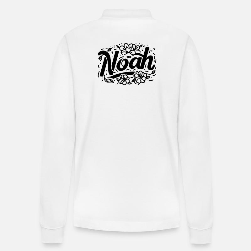 The Noah with Flowers - Stanley/Stella Unisex Bio-Langarm-Poloshirt Prepster - Weiß