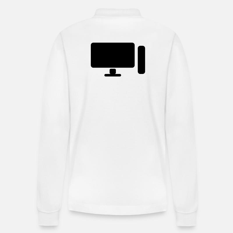 Minimal PC Setup Icon – Gamer Design - Stanley/Stella Unisex Bio-Langarm-Poloshirt Prepster - Weiß