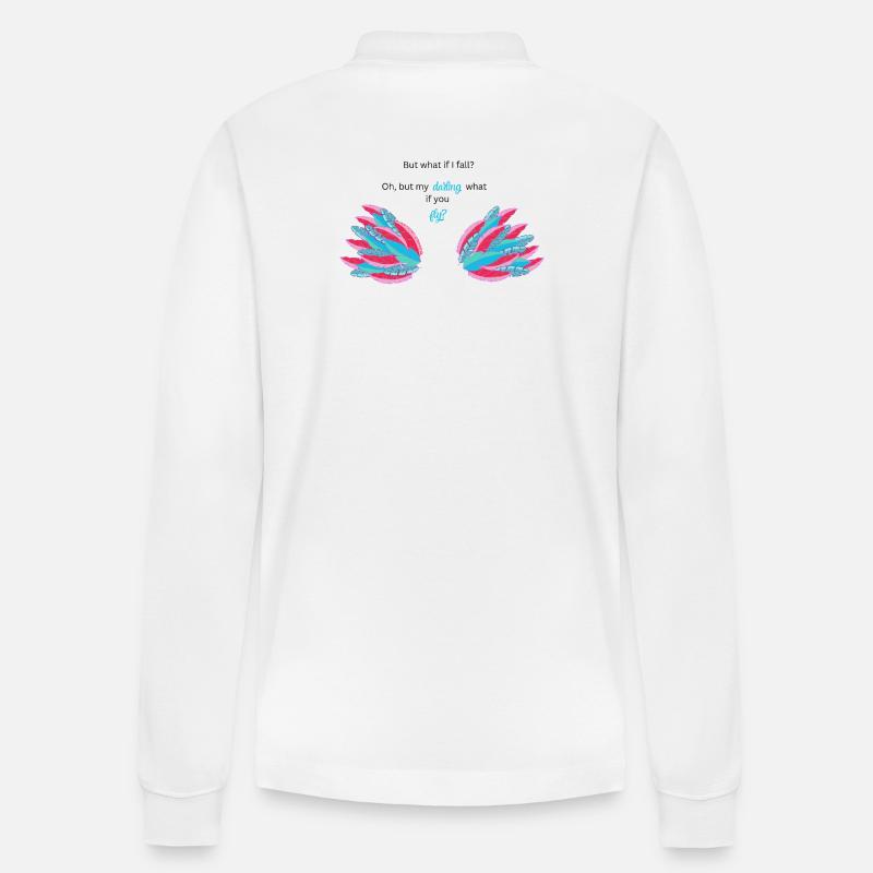 BUT WHAT IF I FALL? - Stanley/Stella Unisex Bio-Langarm-Poloshirt Prepster - Weiß