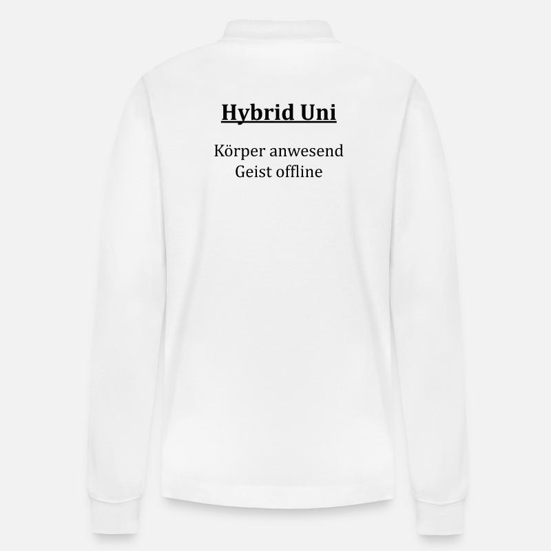 Unispruch "Hybrid Uni" Geschenk, Studenten - Stanley/Stella Unisex Bio-Langarm-Poloshirt Prepster - Weiß