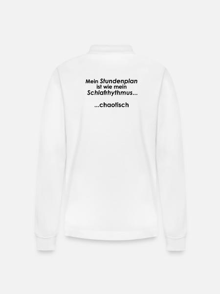Unispruch "Schlafrhytmus" Geschenk, Studenten - Stanley/Stella Unisex Bio-Langarm-Poloshirt Prepster - Weiß