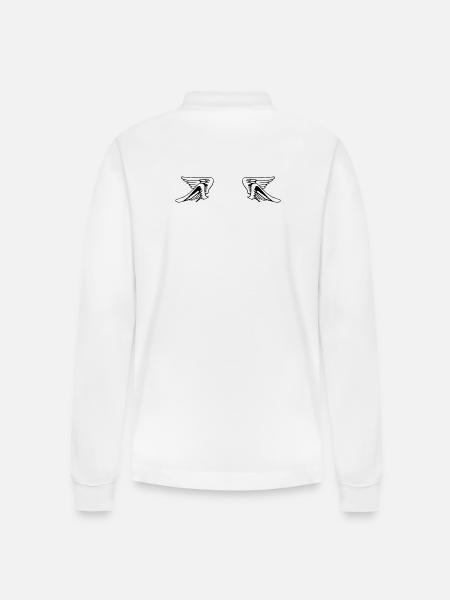 Design 14 (Flügelset, weit) - Stanley/Stella Unisex Bio-Langarm-Poloshirt Prepster - Weiß