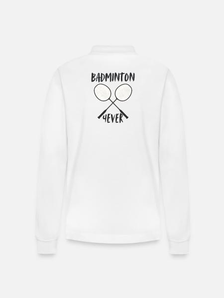 Badminton Forever Schläger - Stanley/Stella Unisex Bio-Langarm-Poloshirt Prepster - Weiß