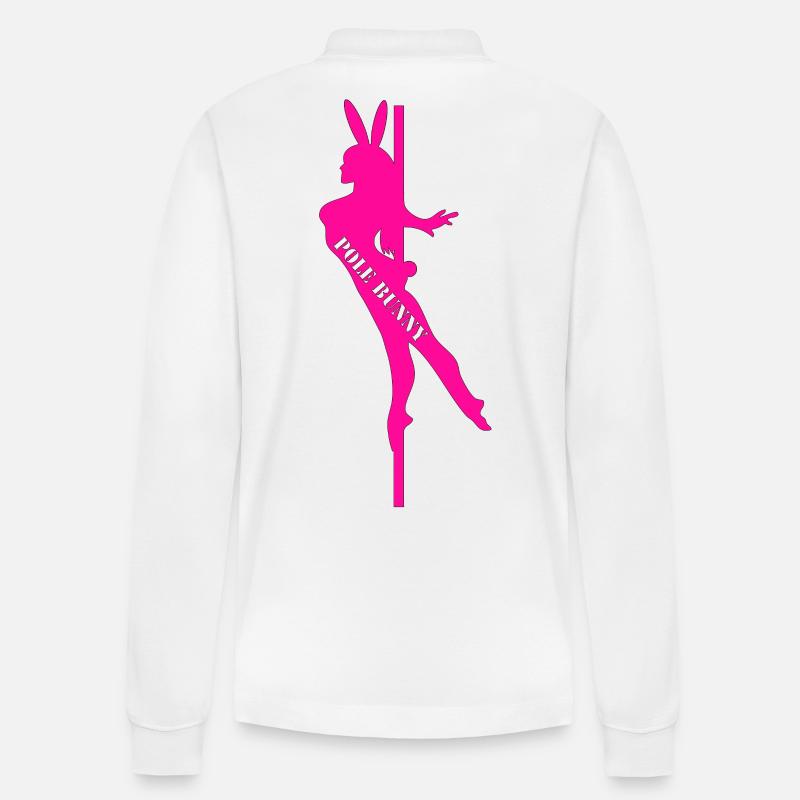 Pole Bunny Silhouette - Stanley/Stella Unisex Bio-Langarm-Poloshirt Prepster - Weiß