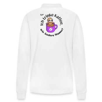Ich trinke Kaffee - Stanley/Stella Unisex Bio-Langarm-Poloshirt Prepster - Weiß - Hinten - Anna (173cm)