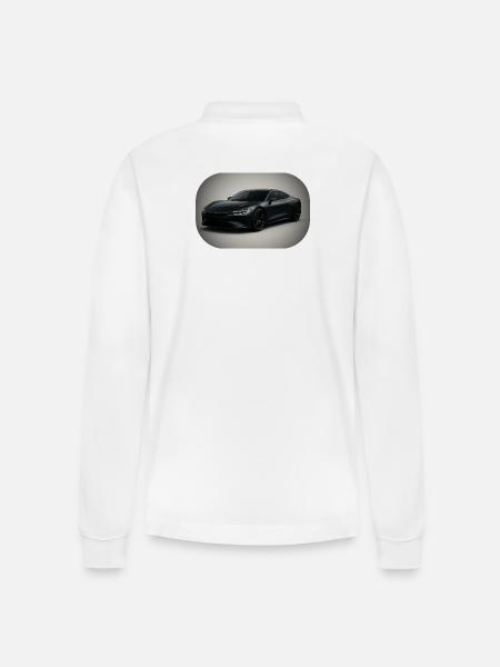Elegant black sports car - Stanley/Stella Organic Unisex Long-Sleeved Polo Shirt Prepster - white
