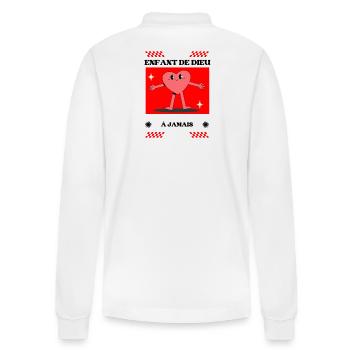 Animated Heart Friend T-Shirt - Stanley/Stella Organic Unisex Long-Sleeved Polo Shirt Prepster - white - Back - Anna (173cm)