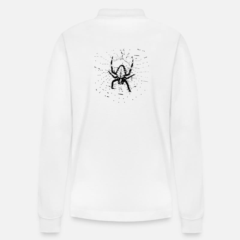 Spinne im Netz - Stanley/Stella Unisex Bio-Langarm-Poloshirt Prepster - Weiß