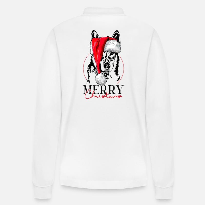 Tschechoslowakischer Wolfhund Merry Christmas - Stanley/Stella Unisex Bio-Langarm-Poloshirt Prepster - Weiß