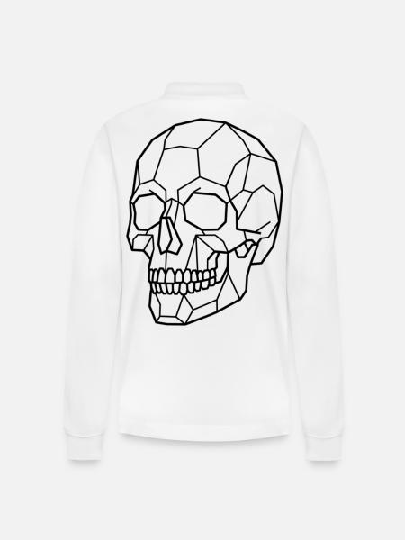 Geometric Skull - Stanley/Stella Unisex Bio-Langarm-Poloshirt Prepster - Weiß