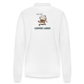 Run Now Coffee Later - Stanley/Stella Organic Unisex Long-Sleeved Polo Shirt Prepster - white - Back - Anna (173cm)