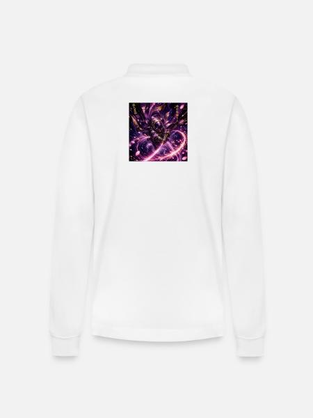 Kosmischer Samurai im Sternenwirbel - Stanley/Stella Unisex Bio-Langarm-Poloshirt Prepster - Weiß
