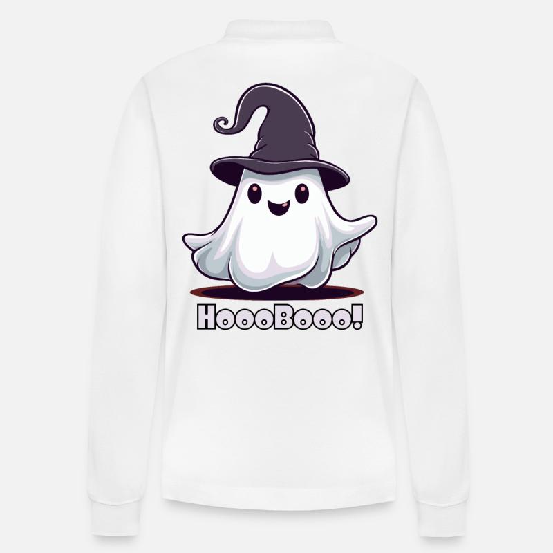 Hooobooo kleiner Geist - Stanley/Stella Unisex Bio-Langarm-Poloshirt Prepster - Weiß