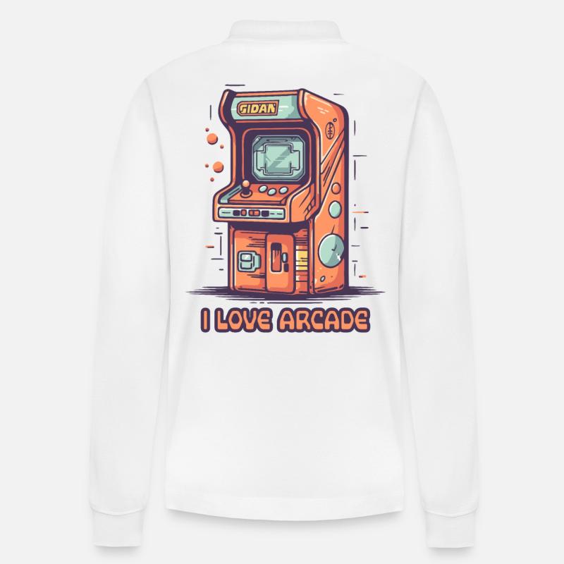 Ich liebe Arcade Gaming - Stanley/Stella Unisex Bio-Langarm-Poloshirt Prepster - Weiß