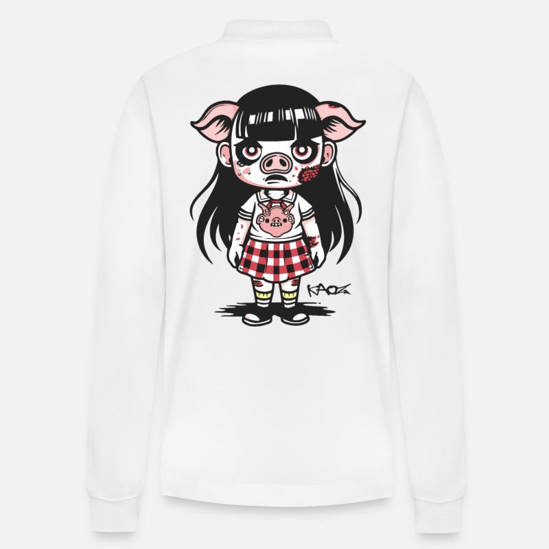 Schulmädchen Zombie Schwein - Stanley/Stella Unisex Bio-Langarm-Poloshirt Prepster - Weiß