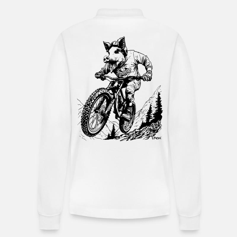 VTT comme un cochon - Polo à manches longues bio PREPSTER Stanley/Stella Unisexe - blanc