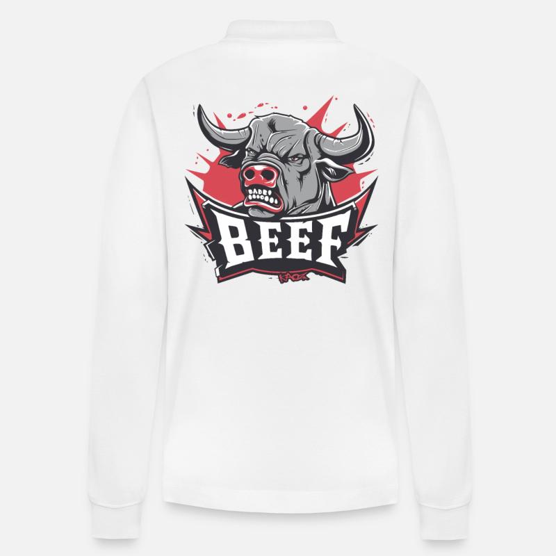 Wütende Kuh oder Stier: Streit - Stanley/Stella Unisex Bio-Langarm-Poloshirt Prepster - Weiß