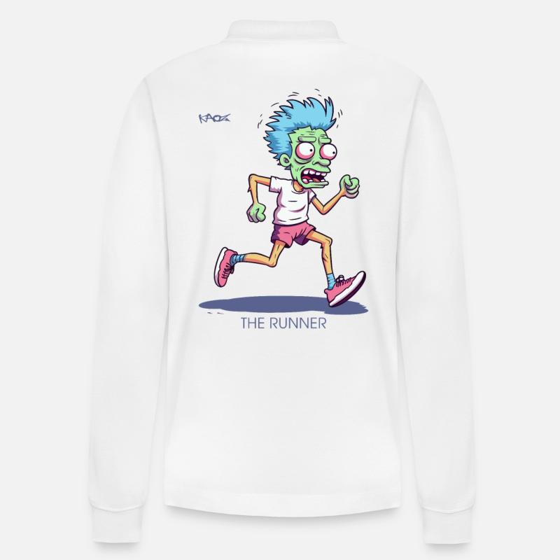 Der Zombie Langstrecken Marathon Läufer - Stanley/Stella Unisex Bio-Langarm-Poloshirt Prepster - Weiß