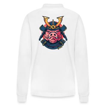 Old Samurai Shogun Pig from Ancient Japan - Stanley/Stella Organic Unisex Long-Sleeved Polo Shirt Prepster - white - Back - Anna (173cm)